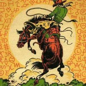 Cowboy on bucking bronco