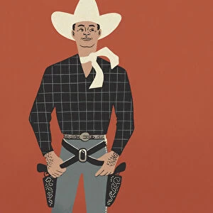 Cowboy on a Red Background