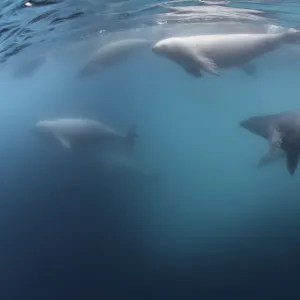 Crabeater seals underwater, Antarctic Peninsula