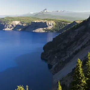 Crater Lake And Distant Volcanic Mountains Crater Lake And Distant Volcanic Mountains