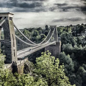 A creative image with shallow depth of field of Clifton Suspension Bridge, Bristol