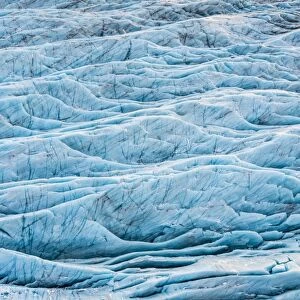 Crevasses and cauldrons in a glacier, Iceland