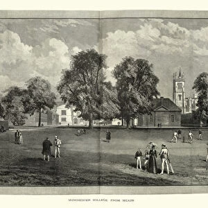 Cricket match outside Winchester College, Victorian, 19th Century