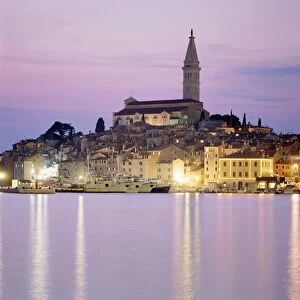 Croatia, Istria, Rovinj, harbour and Cathedral of St Euphemia