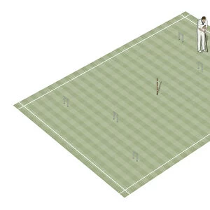 Two croquet players on croquet court