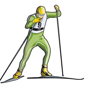 Cross-country skier, front view