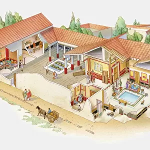 Cross section illustration of Roman villa