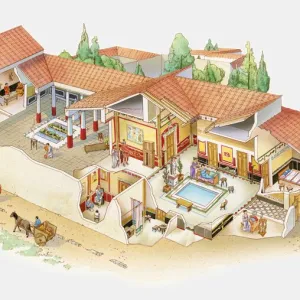 Cross section illustration of Roman villa