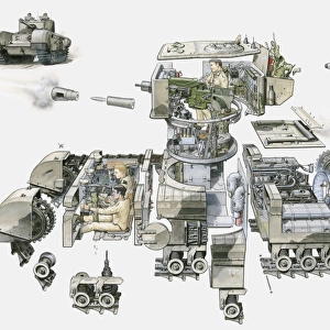Cross section illustration of World War Two British Churchill MK VII tank