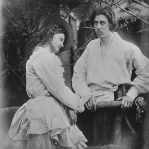 Cruel Love 1875 Print - A Young Girl Touches Her Melancholy Lover's Hand Cruel Love 1875 Print - A Young Girl Touches Her Melancholy Lover's Hand