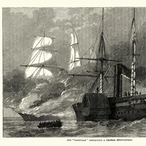 CSS Nashville (1853) destroying a frederal merchantman, Civil War