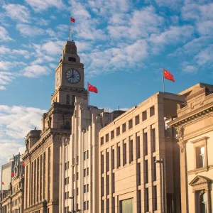 customs house clock tower in shanghai bund