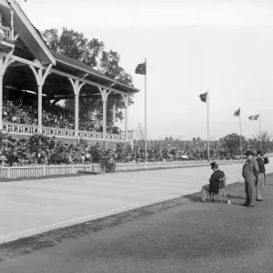 Cycle Speedway Print circa 1900: Wood Green Racetrack in London Cycle Speedway Print circa 1900: Wood Green Racetrack in London