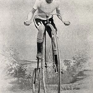 Cyclist Otto Beyschlag, Vienna, on a penny farthing bicycle