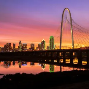 Dallas Skyline Print - Margaret Hunt Hill Bridge at Sunrise Dallas Skyline Print - Margaret Hunt Hill Bridge at Sunrise