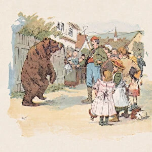 The dancing bear, color woodcut, published in 1897