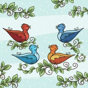 The Twelve Days of Christmas Print - Four Calling Birds The Twelve Days of Christmas Print - Four Calling Birds