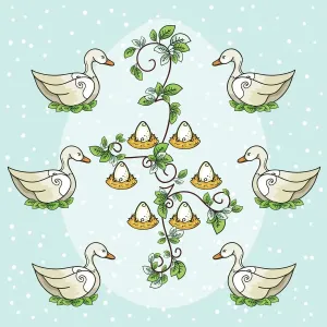 Six Geese A Laying Print - The Twelve Days of Christmas Series Six Geese A Laying Print - The Twelve Days of Christmas Series