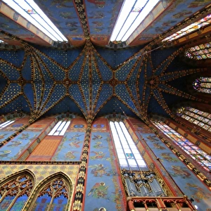 The decorated ceiling in St. Marys church, Krakow