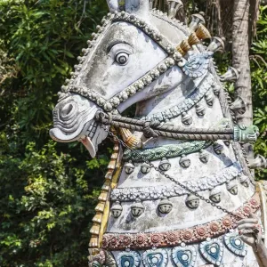 Decorated Horse Statue Print, Madurai Veeran Temple Decorated Horse Statue Print, Madurai Veeran Temple