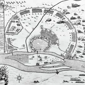 Defeat of the Ottoman Empire in Vienna in 1683: Plan of the siege of Vienna
