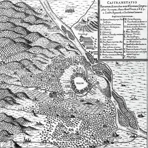 Defeat of the Ottoman Empire in Vienna in 1683: Turks camp at the beginning of the siege