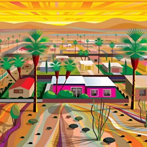 Desert Town in the Mojave Illustration in Vivid Color