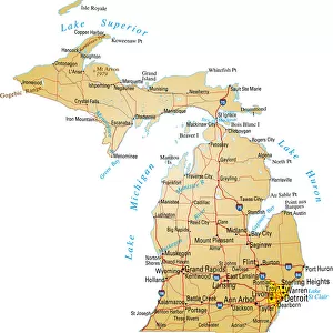 A detailed map of Michigan America