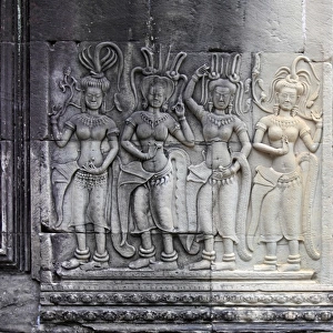 Devatas bas-relief on Angkor Wat