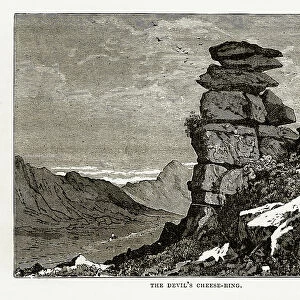 Devil's Cheese Ring Formation, Exmoor, England Victorian Engraving, 1840