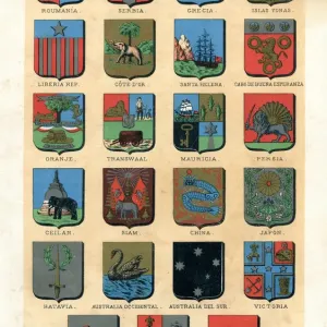 Different antique badges of countries 1887 Different antique badges of countries 1887