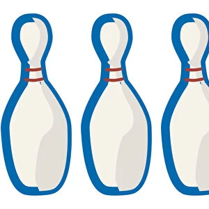 Digital illustration of four bowling pins