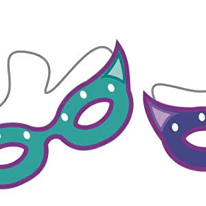 Digital illustration of three colourful eye masks