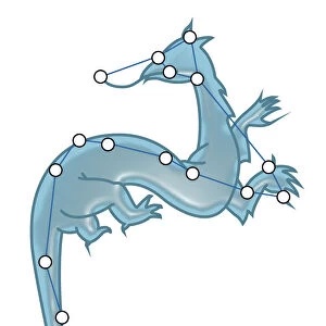 Digital illustration of a dragon representing the Draco constellation