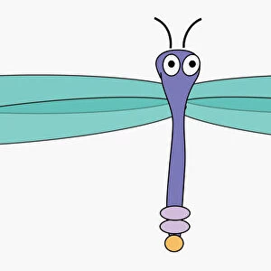Digital illustration of dragonfly in mid-air