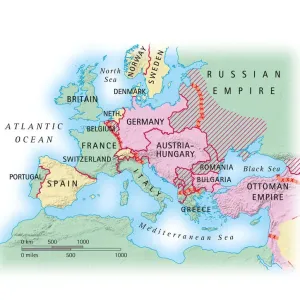 Digital Illustration of Europe in WWI Print