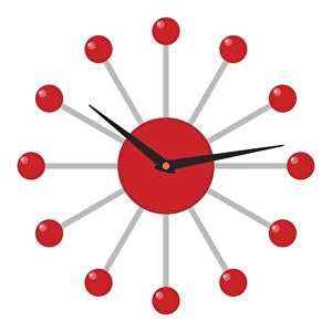 Digital illustration of old fashioned red clock