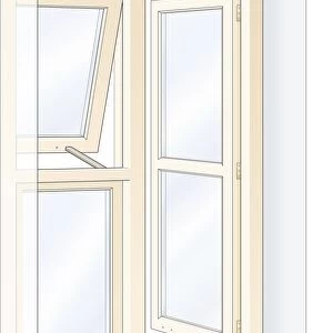 Digital Illustration of open casement window