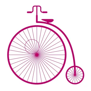 Illustration numérique de vélo penny farthing rose. Illustration numérique de vélo penny farthing rose.