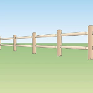 Digital illustration of post and rail ranch style fence