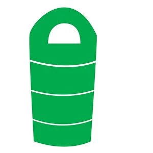 Digital illustration representing a green sleeping bag