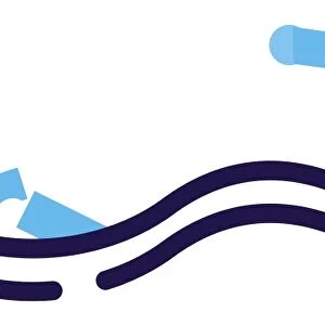 Digital illustration representing man swimming front crawl through waves