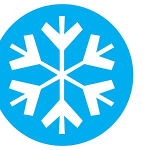 Digital illustration of snowflake symbol in blue circle