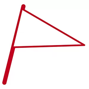 Digital illustration of triangular flag with red outline