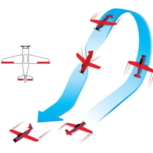 Digital image sequence of aircraft performing aerobatic half Cuban maneuver