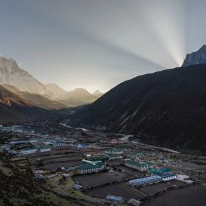 Dinboche village in the morning sunrise, Everest region