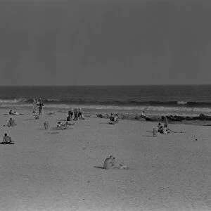 Distant view of people on beach