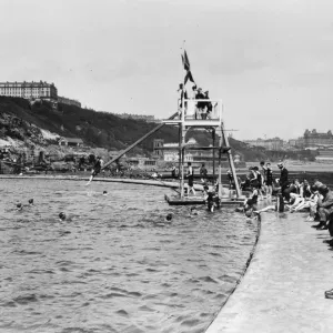 Print of Divers at South Cliff Bathing Pool, Scarborough Print of Divers at South Cliff Bathing Pool, Scarborough