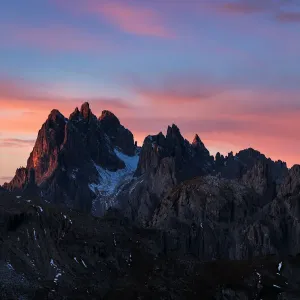 Dolomite mountain range in the morning Dolomite mountain range in the morning