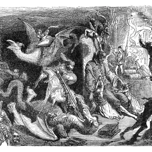 Don Quixote dreaming engraving